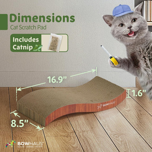 Reversible Cardboard Cat Scratcher Lounger, Basic 8-Pack or Curved Single