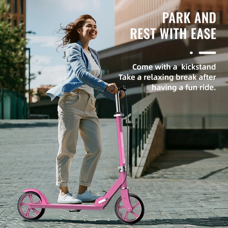 Folding Kick Scooter for Adults & Teens 14+ – Front Suspension, Front Brake, Iron Frame, Compact Urban Commuter