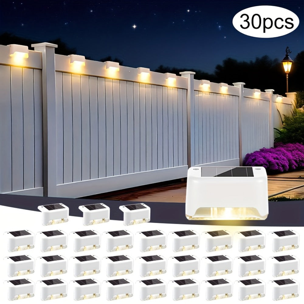 Solar Deck Lights Outdoor 20/30 Pack IP44 Waterproof Warm White LED Step Lights for Stairs Fence Patio Garden Pathway Courtyard Landscape Decoration - Black White Brown Available