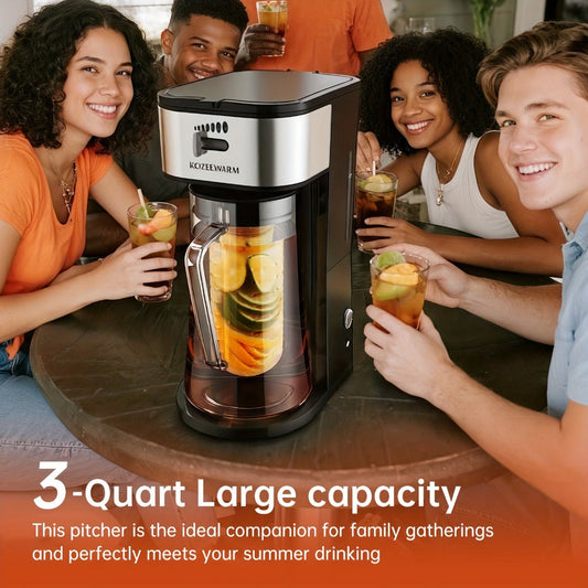 Iced Tea and Coffee Maker, 3-Quart Pitcher, Reusable Filter and Adjustable Brew Strength