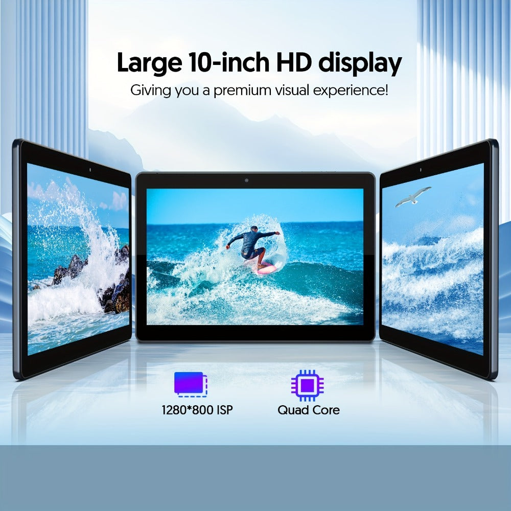 10 Inch 2-in-1 Android Tablet with Keyboard, 64GB ROM 6000mAh Battery, Quad-Core WiFi Tablet with Optional Keyboard Case Mouse & Stylus, 2MP+8MP Dual Camera, 1TB Expandable Storage