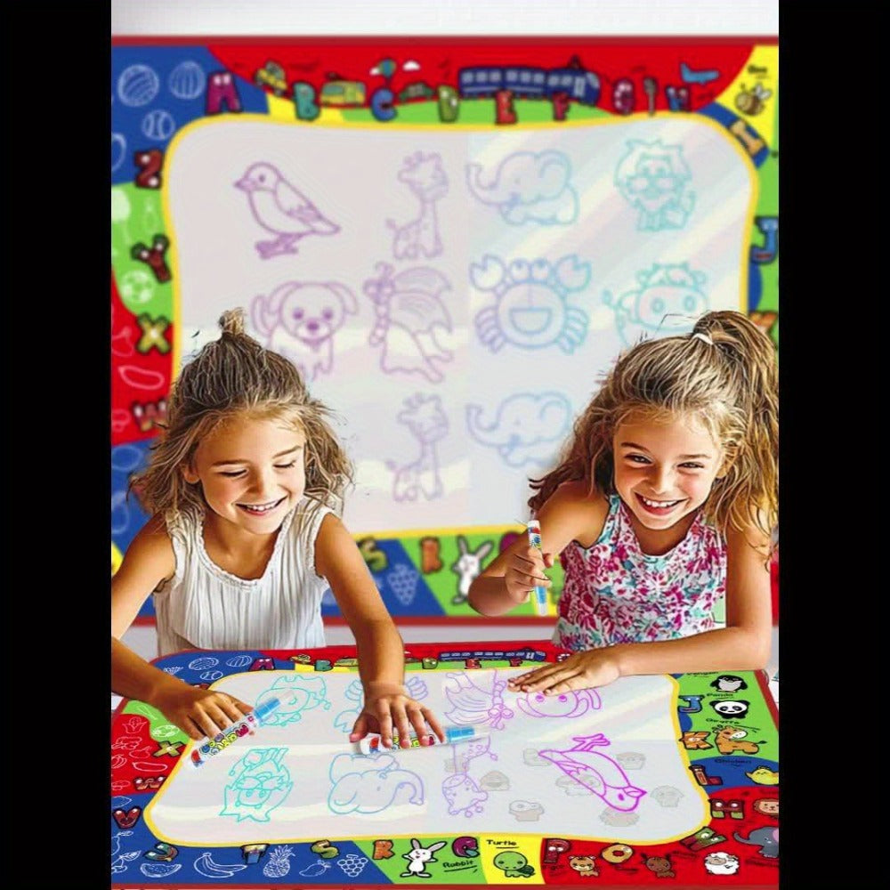 Water Doodle Mat for Toddlers Kids with 2 Water Pens – Reusable Mess-Free Large Drawing Pad Non-Toxic BPA-Free Educational Art Toy Gift for Boys Girls Ages 2-8 Birthday Christmas Easter