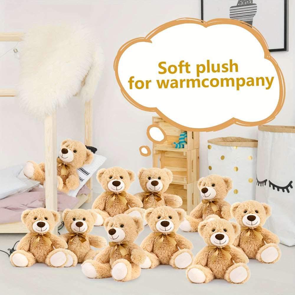 8-Pack Teddy Bears, 11-Inch Soft Plush in Dark Brown or Khaki