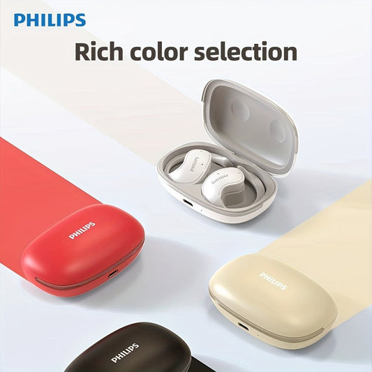Philips Wireless Earbuds Touch Control Noise Cancelling with Mic – Type-C Charging Case Stereo Surround Sound 3 Colors Red Beige Black for Exercise Sports Daily Use