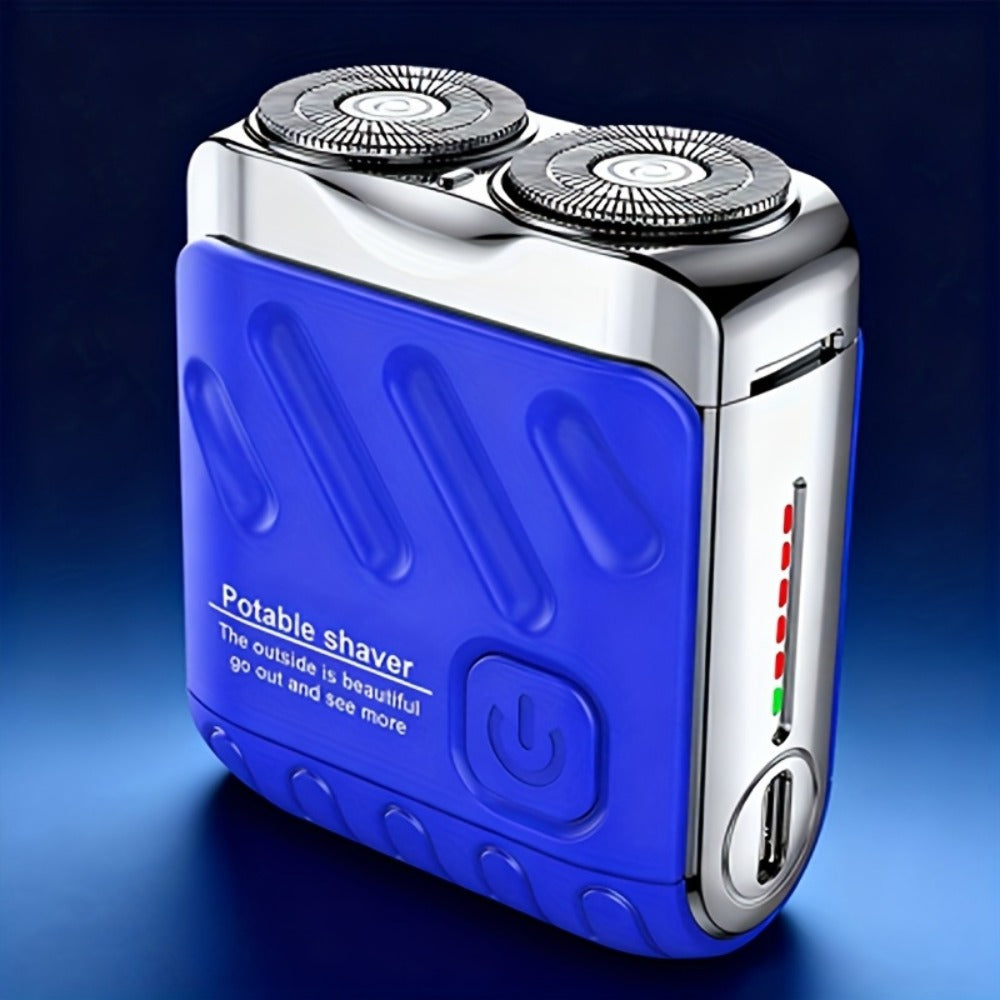 Portable Mini Electric Rotary Shaver for Men — USB Rechargeable Dual Head Cordless Razor, One-Button Operation, Long Battery Life, Pocket Size for Travel Home Gym, Gift for Him
