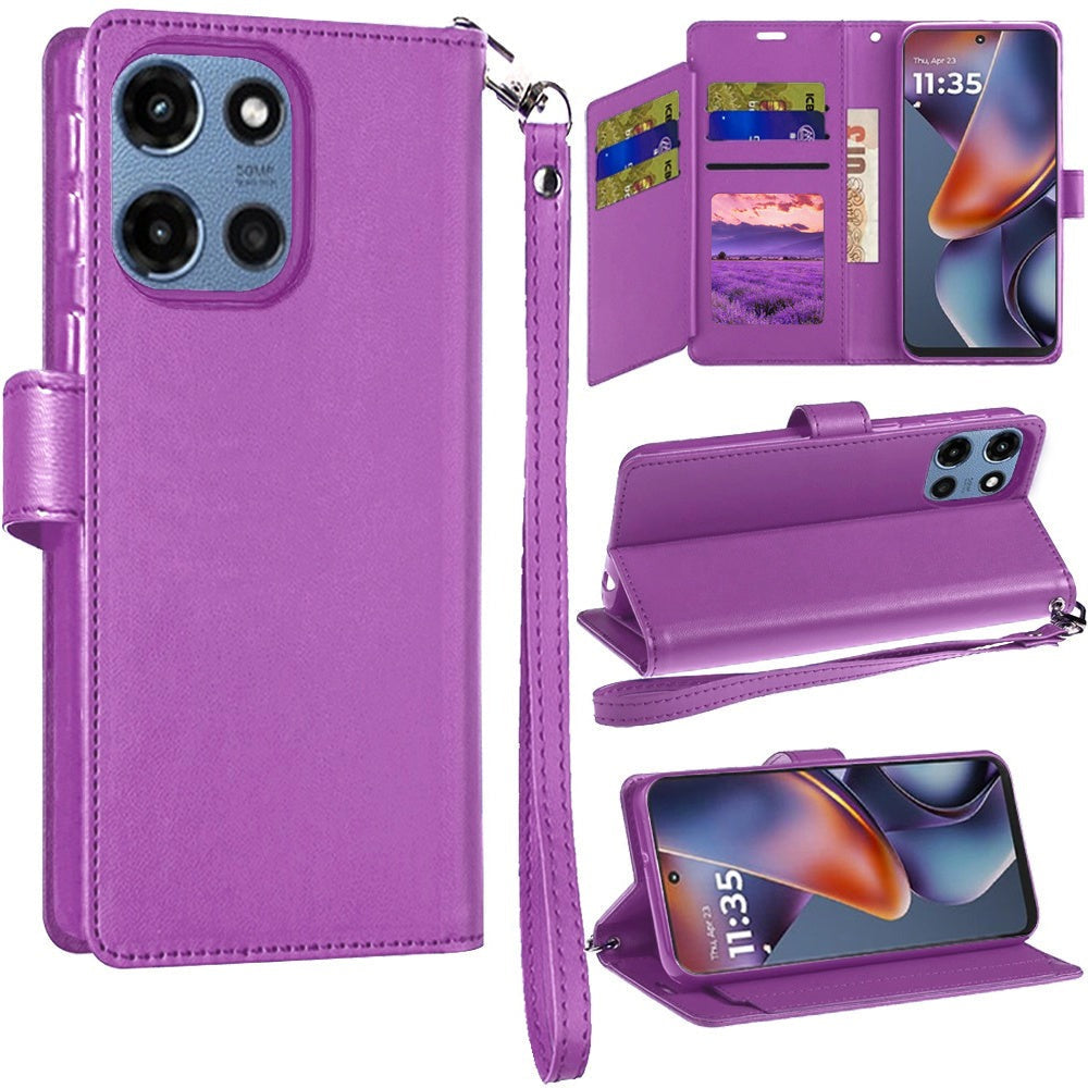 Moto G 5G 2025 Wallet Case PU Leather Folio with 5 Card Slots Cash Pocket Magnetic Closure Kickstand for Motorola Moto G 5G 2025 – NOT for 2024/2023/2022