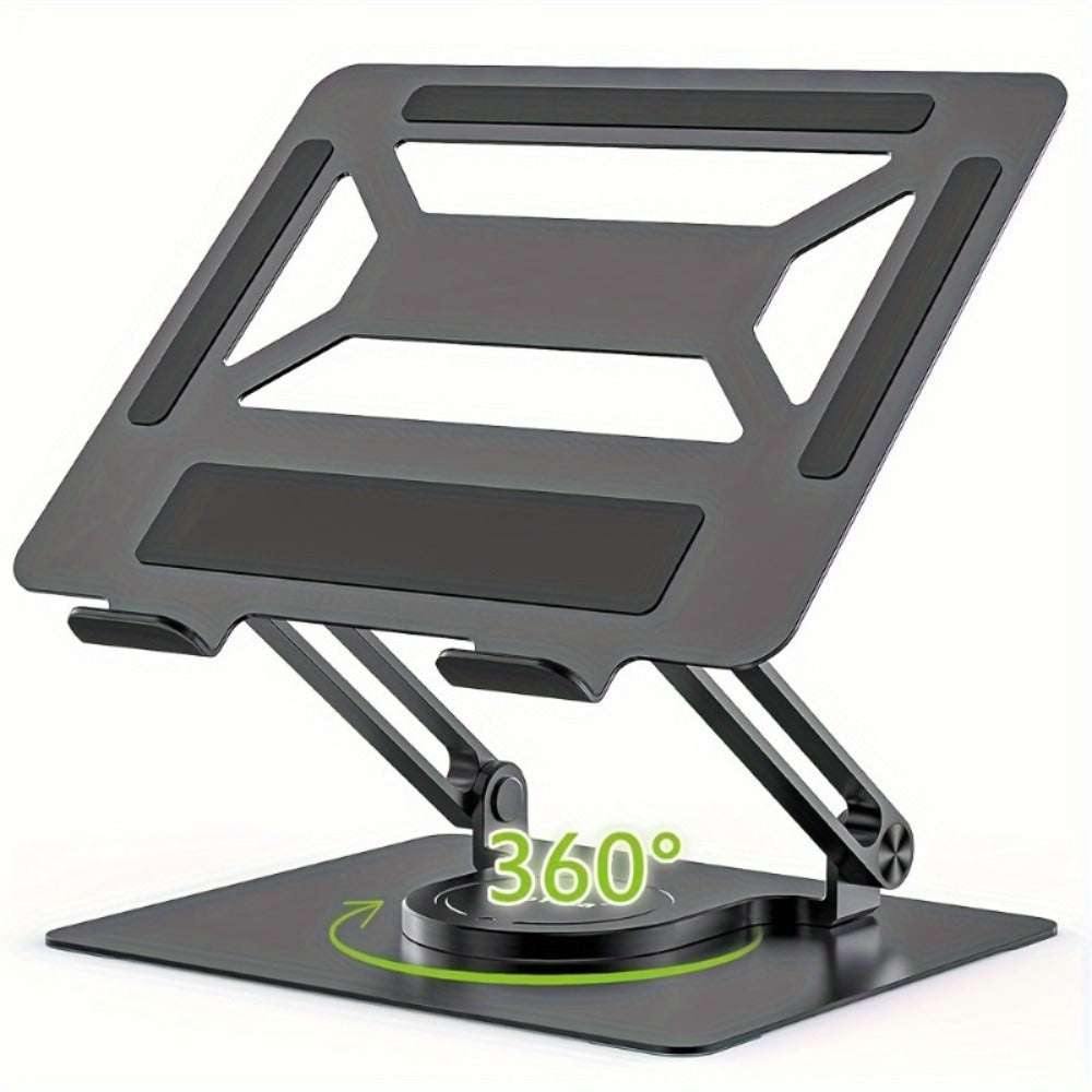 360° Swivel Ergonomic Laptop Stand Adjustable Foldable Compatible with MacBook Pro Air and All Laptops up to 17 Inch Portable Desk Riser for Home Office Remote Work Presentations Black Silver