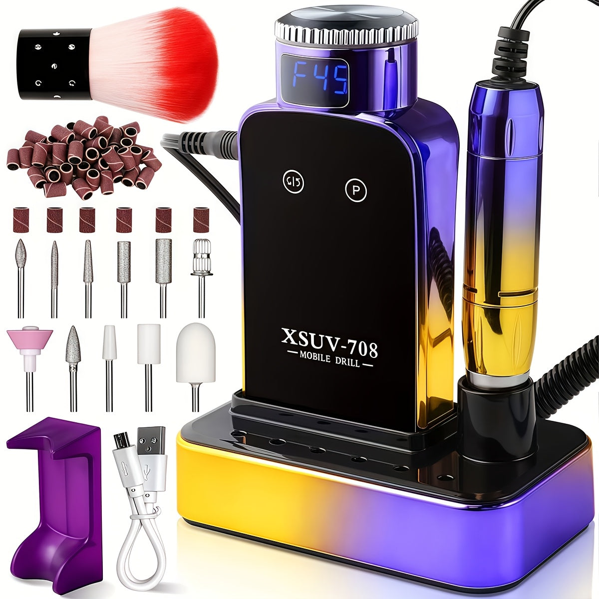 45000RPM Cordless Nail Drill Machine – Rechargeable Professional Electric Efile for Acrylic & Gel Nails | Variable Speed Nail Drill for Manicure, Pedicure, Shaping & Polishing, Salon & Home Use