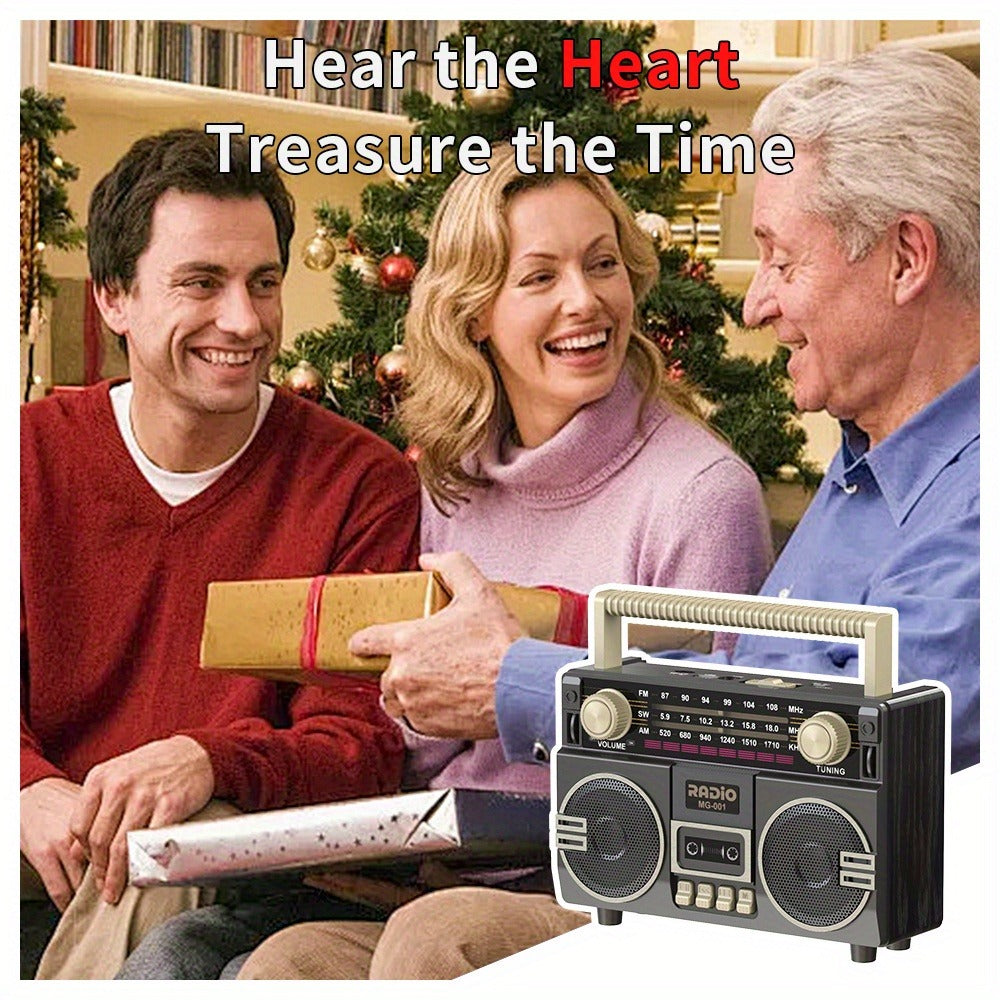Solar Powered Portable FM/AM/SW Radio with 1200mAh Battery, Bluetooth & TF/USB/AUX Playback, Emergency Weather Radio with LED Flashlight, Ergonomic Handle, Ideal for Camping, Hiking & Emergencies