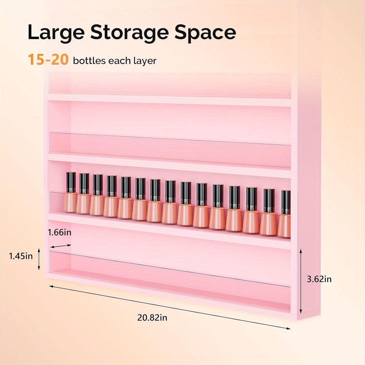 Wall Mount Nail Polish Rack Organizer 6 or 10 Tier with Acrylic Baffle Salon Display Shelf for Gel Polish Storage Nail Studio Home Spa Vanity Black White Pink