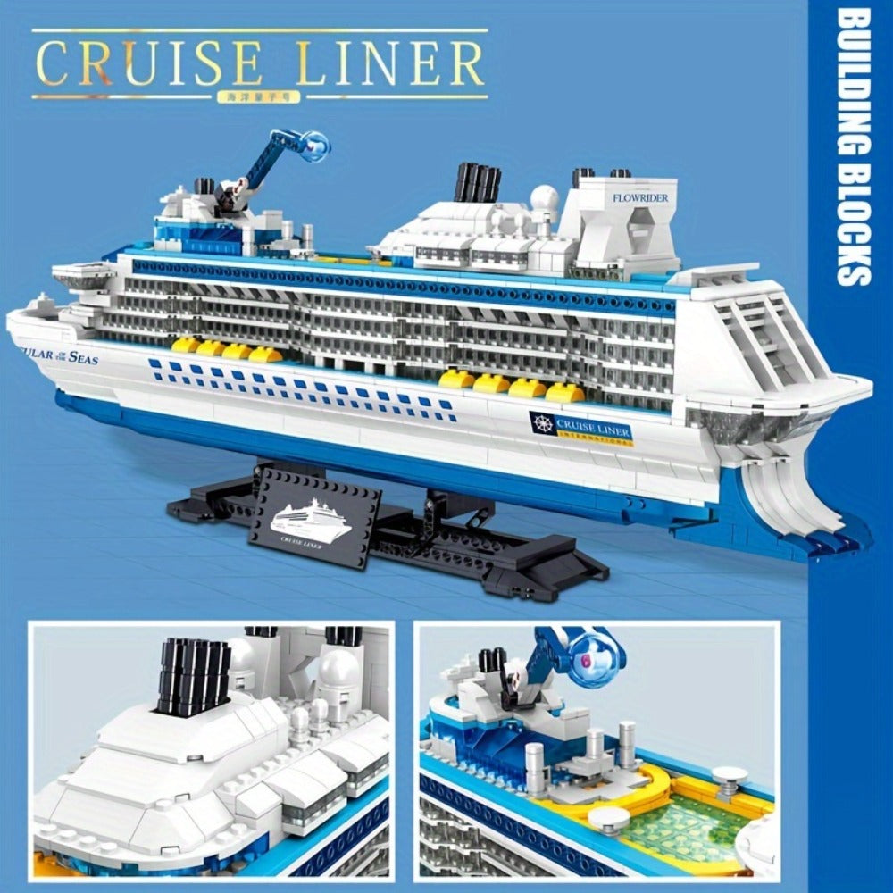 Cruise Ship Building Blocks Model, 2428 Pcs 3.6mm Mini Brick Display Set for Ages 14+