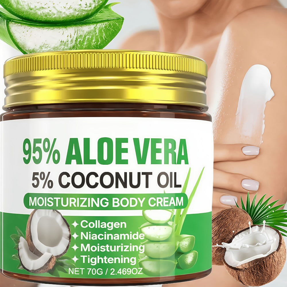 Aloe Vera Collagen Face Cream 2 Pack Hyaluronic Acid Coconut Oil Deep Hydrating Firming Anti-Aging Moisturizer for Dry Skin Tightening Soothing Daily Skincare for Women All Skin Types