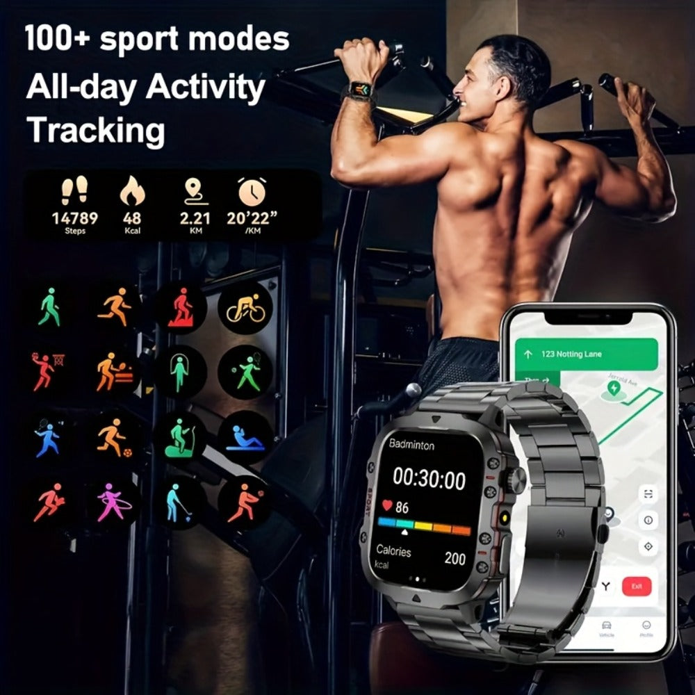 2-in-1 Smartwatch with Wireless Earbuds, Bluetooth Calling & Music Playback, HIFI Sound Quality, HD Lens Camera, Built-in Microphone, UV Protection, Magnetic USB Charging, Dual Strap – Outdoor Sports Smart Watch for Men & Women