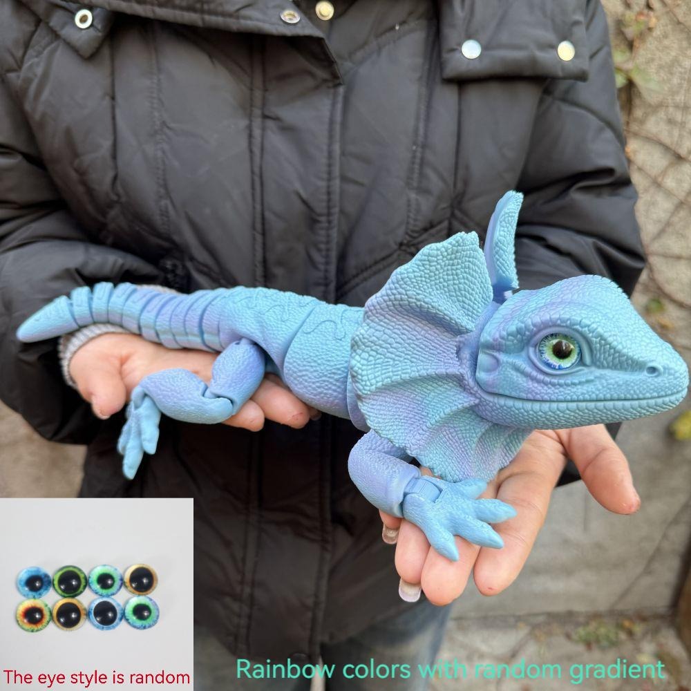 Frilled Neck Lizard Figurine 3D Printed – Large Umbrella Lizard Animal Sculpture 8 Color Styles, Reptile Collectible Desk Decor Unique Gift for Reptile Lovers Kids Teens Adults