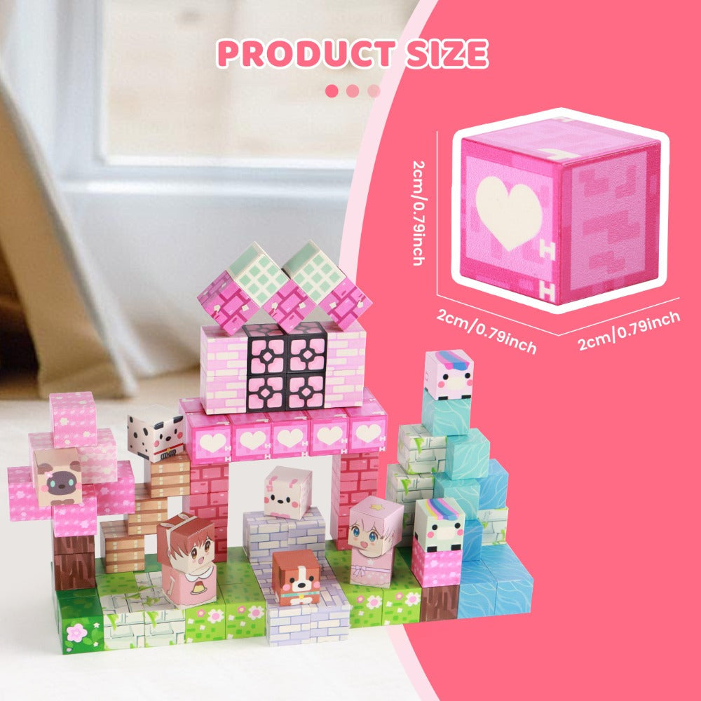 100-Piece Pink Forest Park Magnetic Building Block Set