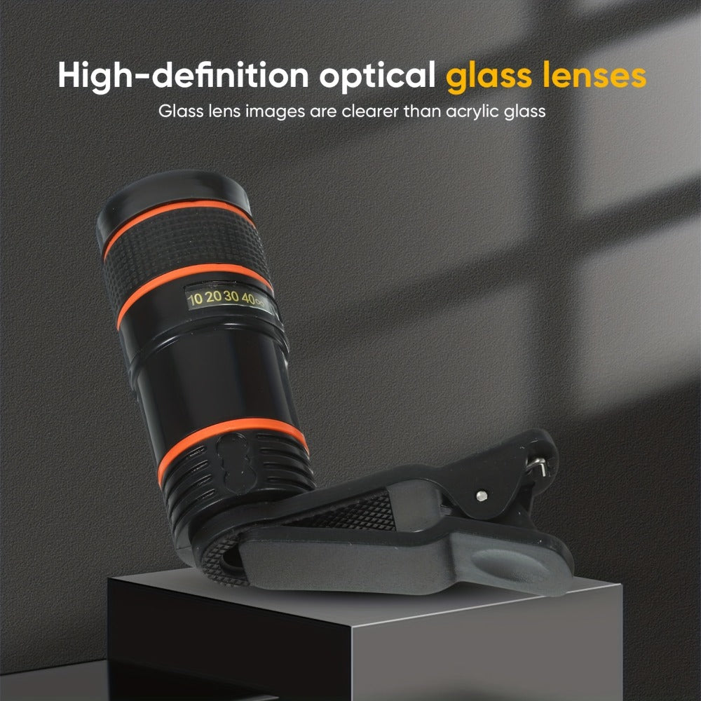 Portable Telephoto Zoom Lens for Smartphone – HD 2-in-1 Wide-Angle & Telephoto Clip-On Mobile Camera Lens, Precision Focus Ring, Universal iPhone & Android Fit, Travel Photography