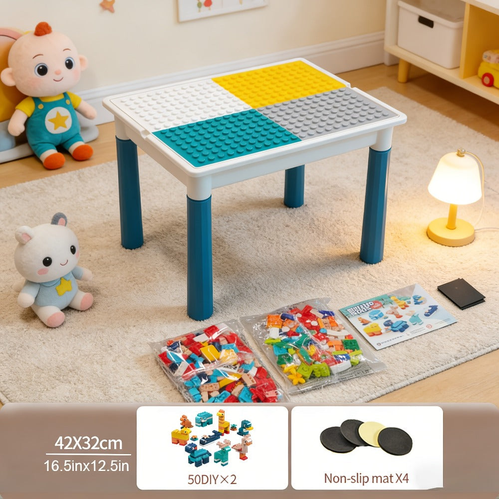 Kids Building Block Table & Chair Set with Storage, 16.5 x 12.6 in