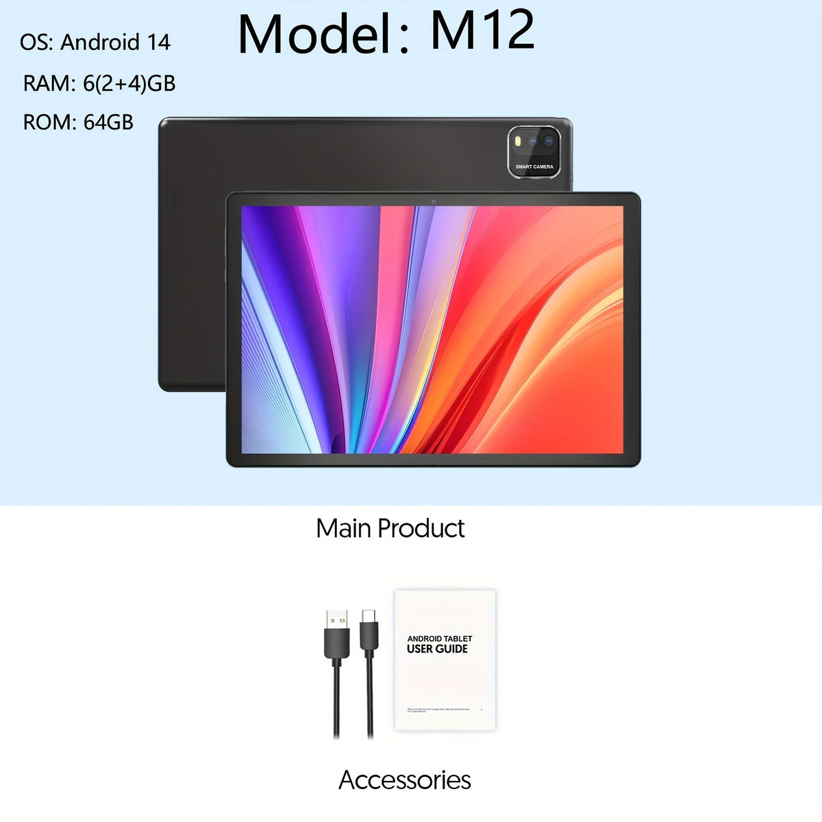 10 Inch 2-in-1 Android Tablet with Keyboard, 64GB ROM 6000mAh Battery, Quad-Core WiFi Tablet with Optional Keyboard Case Mouse & Stylus, 2MP+8MP Dual Camera, 1TB Expandable Storage