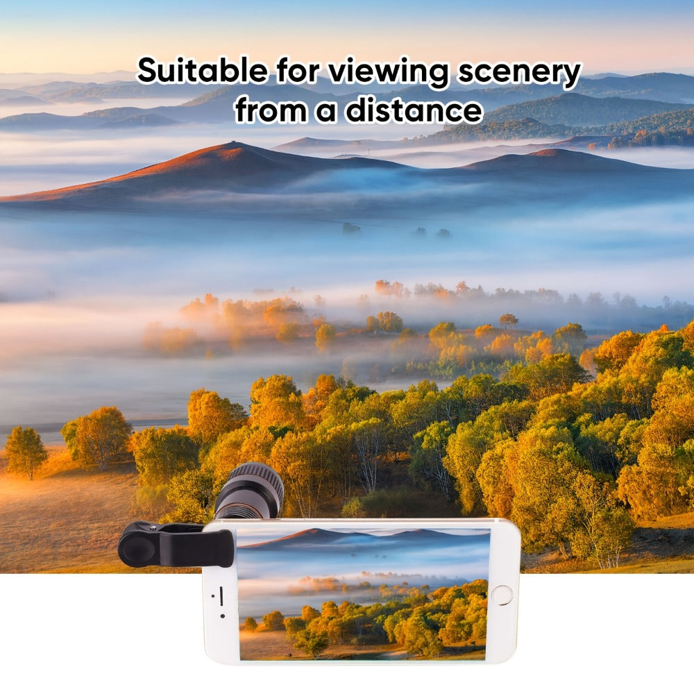 Portable Telephoto Zoom Lens for Smartphone – HD 2-in-1 Wide-Angle & Telephoto Clip-On Mobile Camera Lens, Precision Focus Ring, Universal iPhone & Android Fit, Travel Photography