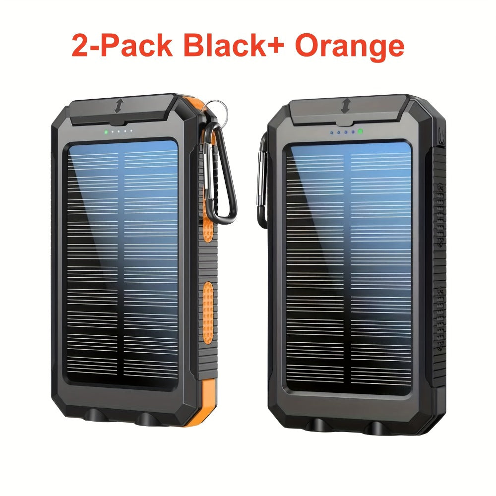 2-Pack Solar Power Bank 20000mAh 40000mAh Portable Dual USB Fast Charging with Built-In LED Flashlight - Emergency Solar Charger for Hiking Camping Outdoor Survival, Compatible with iPhone Android Samsung