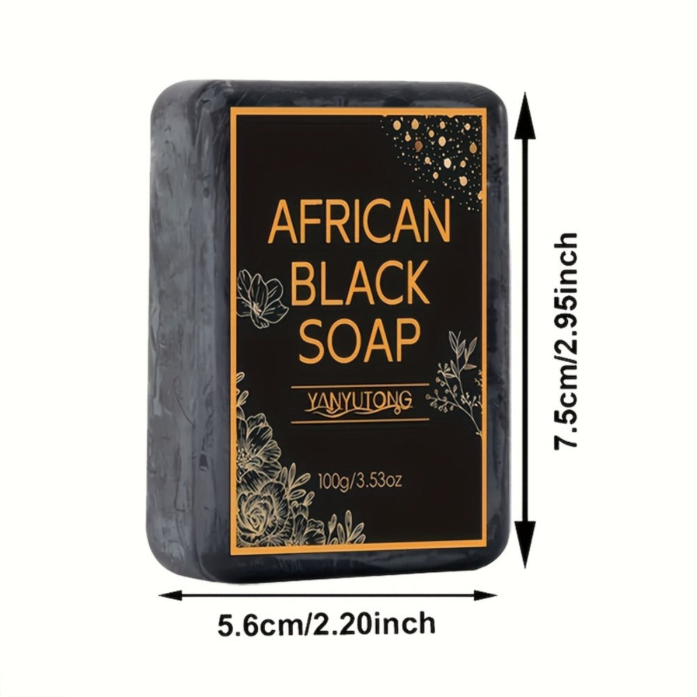 African Black Soap Bar 3-Pack 100g Each with Shea Butter & Coconut Oil — Deep Cleansing Moisturizing Face & Body Wash, Alcohol-Free Natural Soap for Acne, Dry, Oily & Sensitive Skin | All Skin Types