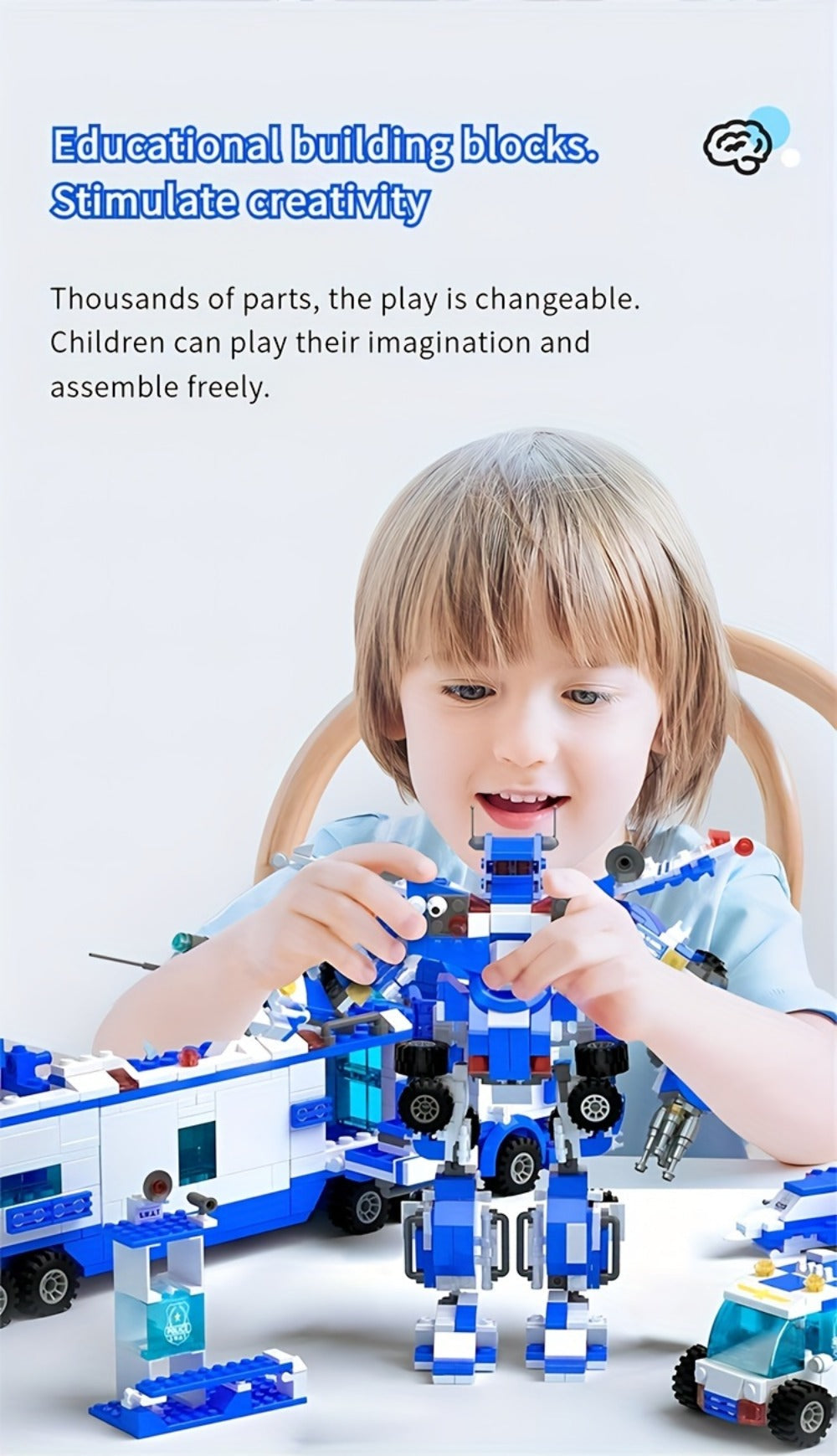 City Police Building Block Set, 700 Pieces with Patrol Vehicles