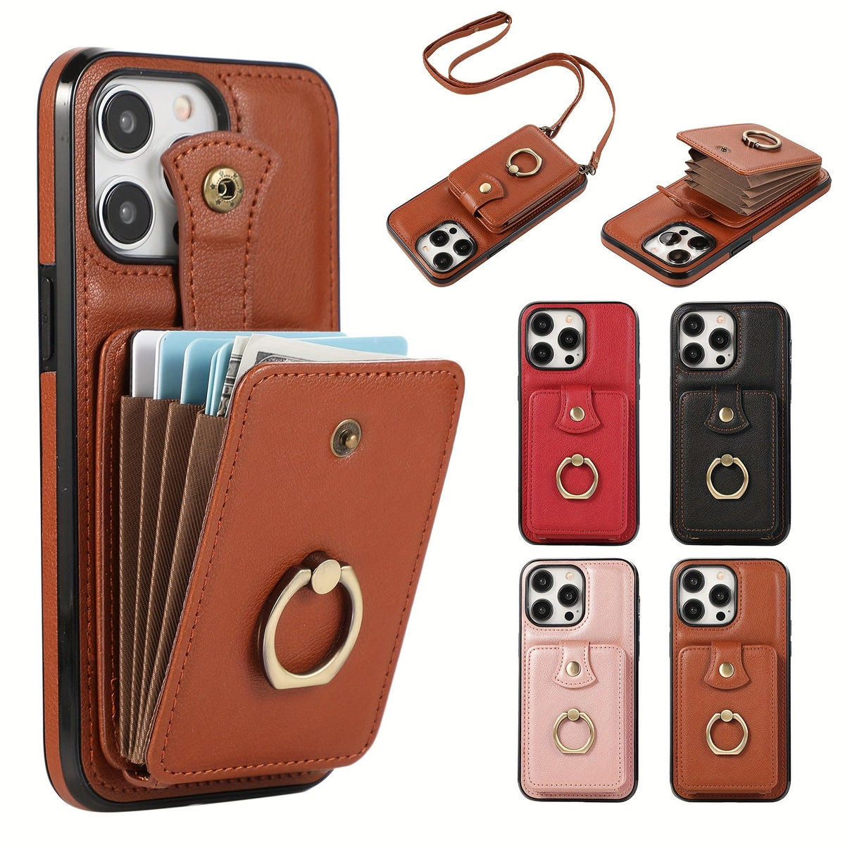 RFID Blocking iPhone Wallet Case with Magnetic Card Holder Kickstand MagSafe Compatible Shockproof Armor Bumper Wireless Charging Support for iPhone 16 15 14 13 12 Pro Max Plus Series