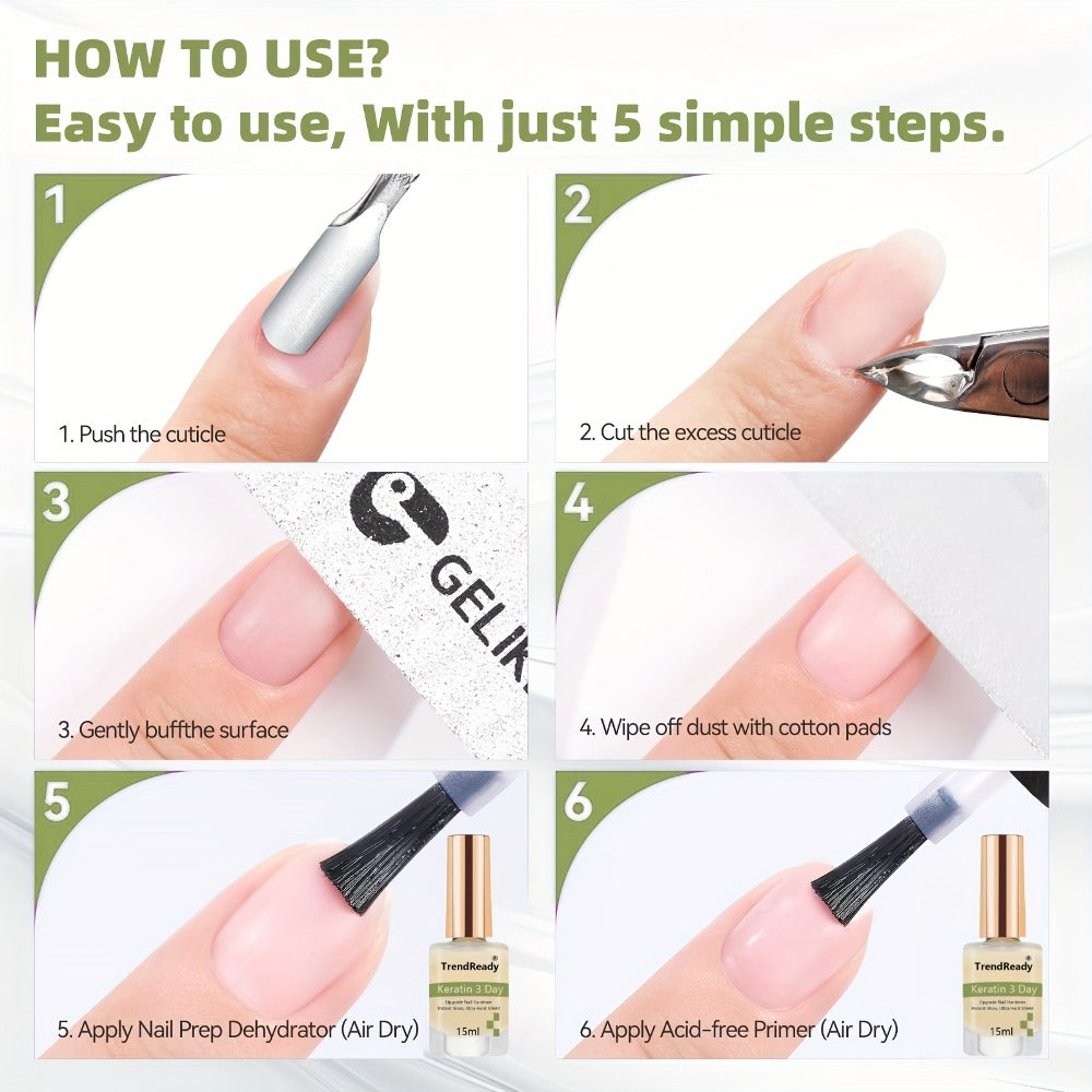 Nail Hardener 2 Bottles Extra Strong & Jelly Nude - Keratin Ridge Filler Base Coat for Weak Damaged Brittle Nails, Strengthening Nail Polish Treatment for DIY Gel Manicure, Home Salon Nail Art Women