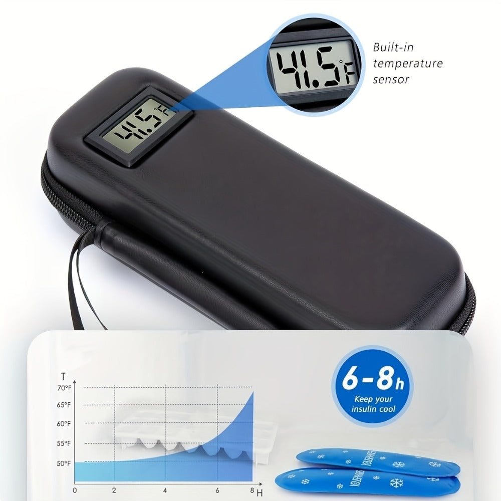 Insulin Travel Case with Temperature Monitor 2 TSA Approved Ice Packs Portable Diabetic Bag for Insulin Pens Syringes Medication Diabetes Essentials Blue Green Black