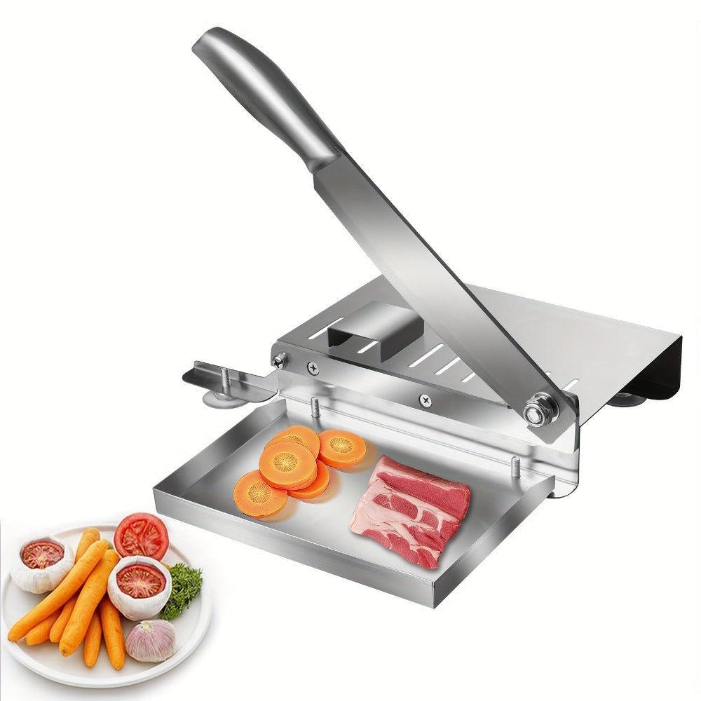 Stainless Steel Manual Meat Slicer Frozen Beef Cutter – 408 Steel Blade Rectangle Slicer for Beef Rolls Vegetables & Bone | Easy to Clean Household Meat Cutting Tool Kitchen Gadget