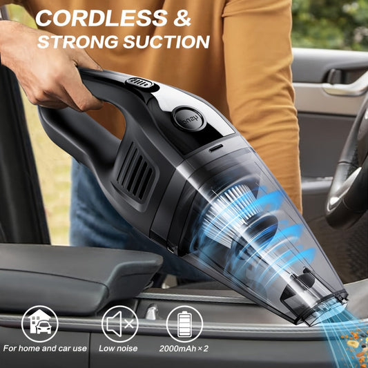 Cordless Handheld Vacuum Cleaner with 5 kPa Suction and Crevice Tool for Car and Home