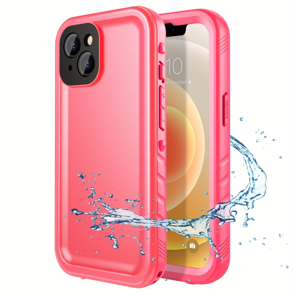 Waterproof iPhone Case with Built-In Screen Protector Transparent Matte Full Body PC+TPU Shockproof Dustproof Underwater Cover for iPhone 15 14 13 12 11 Pro Max Plus Mini SE – Black Blue Pink