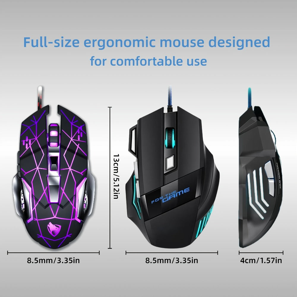 Programmable RGB Gaming Mouse Wired Ergonomic Pro-Grade with Turbo Click Multi-Mode DPI Sensitivity Dynamic RGB Lighting Forward Back Buttons USB Plug & Play for PC Laptop Mac Multiple Models