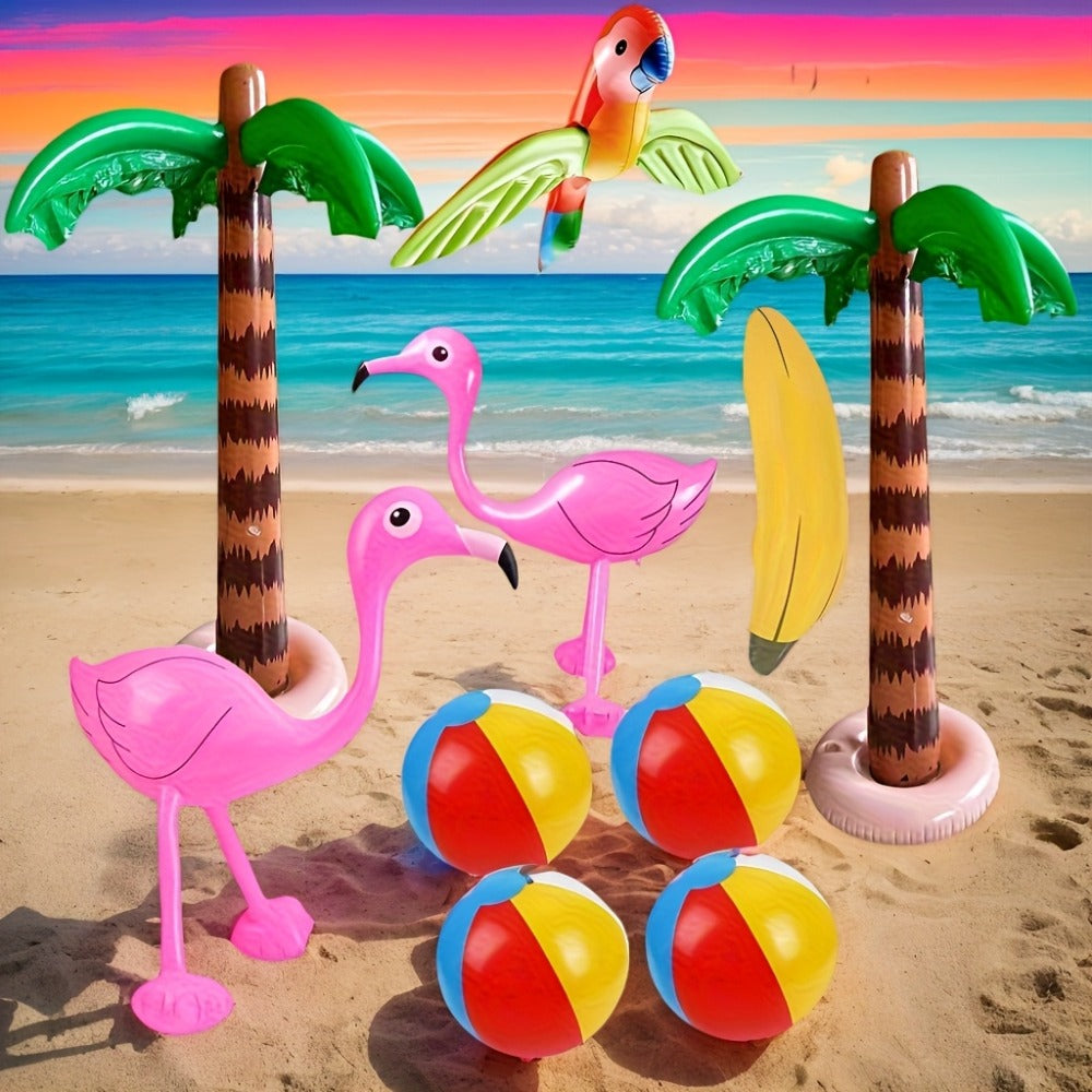 Hawaiian Luau Inflatable Party Decorations, 10-Piece Tropical Set