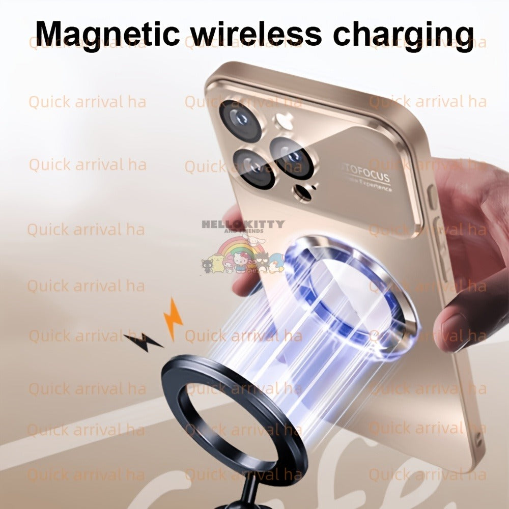 MagSafe iPhone Case Matte Titanium with Built-In Glass Lens Protector for iPhone 17 Pro Max Air 16 15 14 Series – Shockproof Luxury Magnetic Wireless Charging Cover