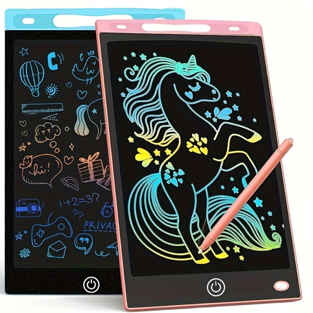 Kids Drawing Tablet 2 Pack 10 Inch Colorful LCD – Reusable Electronic Doodle Pad Educational Learning Toy for Boys & Girls Ages 3-6 | Portable Gift for Home School Travel Blue+Pink