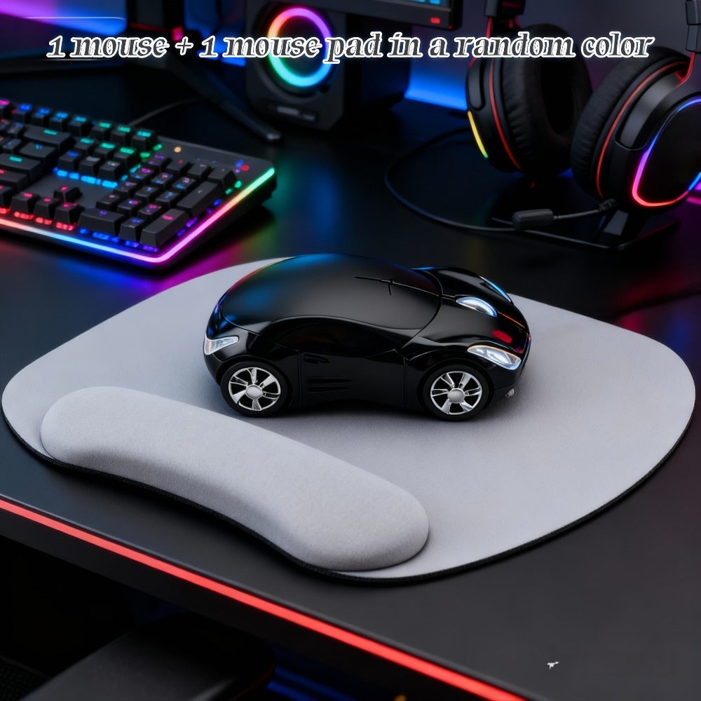 Novelty Car Shaped Computer Mouse Wired USB Optical – Creative Desk Accessory for PC, Laptop, Desktop & Notebook | Unique Gift for Car Lovers, Gamers & Office Workers | Black & Red