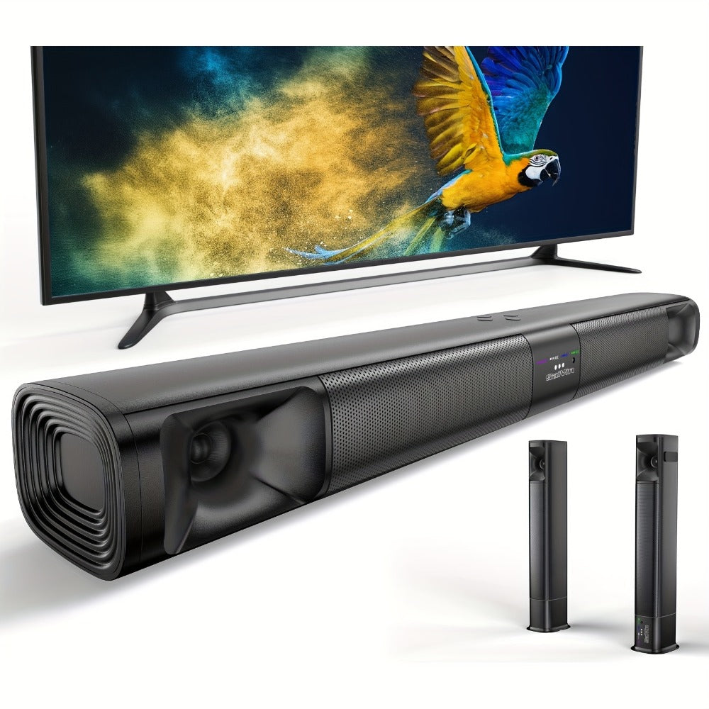 2.1 Channel Soundbar with Subwoofer for TV PC Gaming – Wireless Bluetooth Optical AUX Wall-Mountable Surround Sound System, Plug & Play Home Theater Speaker