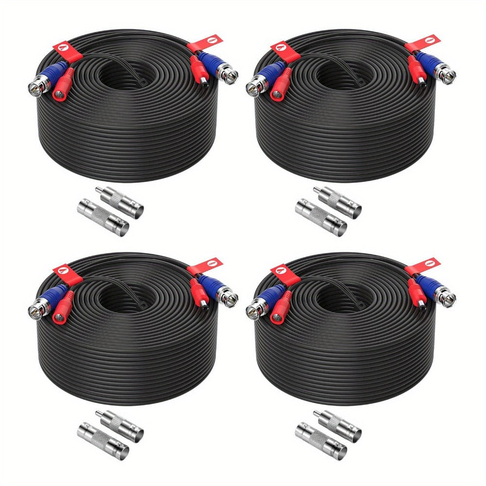 CCTV BNC Cable 4-Pack 100ft 30M, ZOSI Video Power 2-in-1 Security Camera Cable with BNC Connector and DC Plug, 100% Pure Copper, Plug and Play for DVR Security Surveillance System, Black