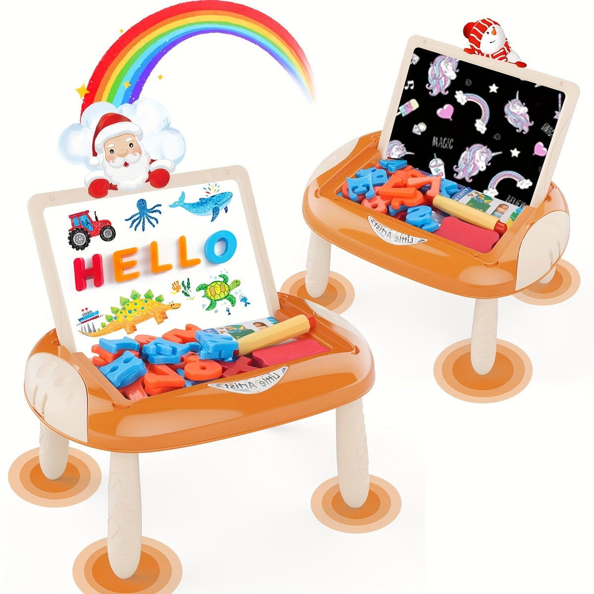 Magnetic Doodle Board Double Sided for Kids – Portable Foldable Drawing Writing Easel with Teaching Supplies Creative Toy Gift for Boys Girls Toddlers Ages 3+ Birthday Christmas