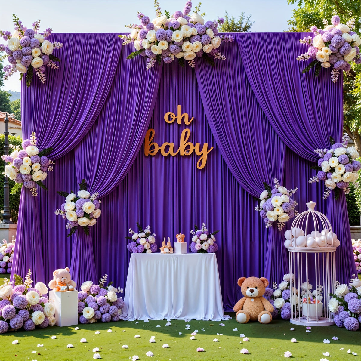 Photography Backdrop 4-Pack 5x10ft Polyester Spandex Background Cloth | Wrinkle-Resistant, Soft & Smooth with Pole Pockets | Wedding, Birthday, Banquet, Party & Event Decoration Curtains