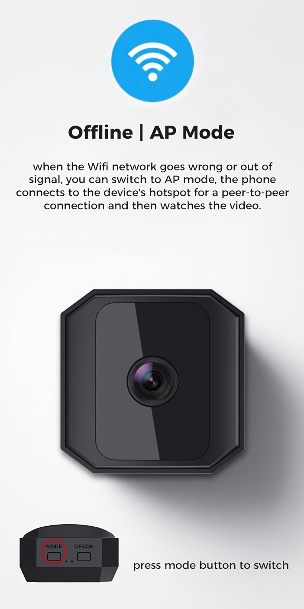 Mini Plug-In Security Camera Indoor Flexible WiFi with Night Vision, 24/7 Motion Alerts & TF Card Local Storage – No Monthly Fees, Perfect for Garage, Baby Room & Home Surveillance