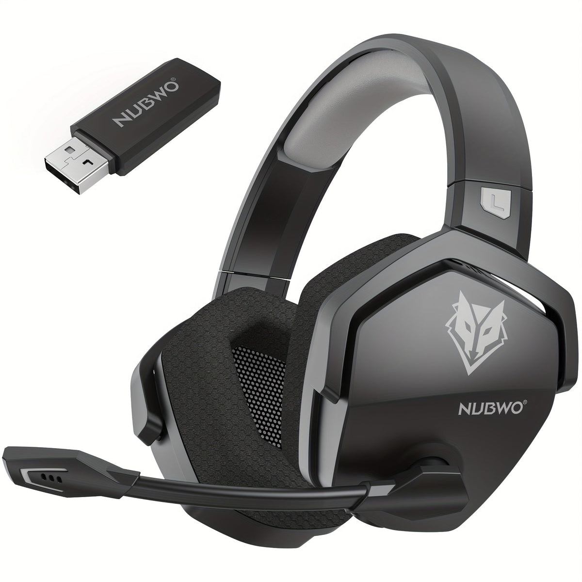 2.4GHz Wireless Gaming Earphones NUBWO G06, 7.1 Surround Sound, 23ms Ultra-Low Latency, 100H Battery, Dual Directional Mic, PC PS5 Console Mobile Compatible, Bluetooth & Wired Modes, Black