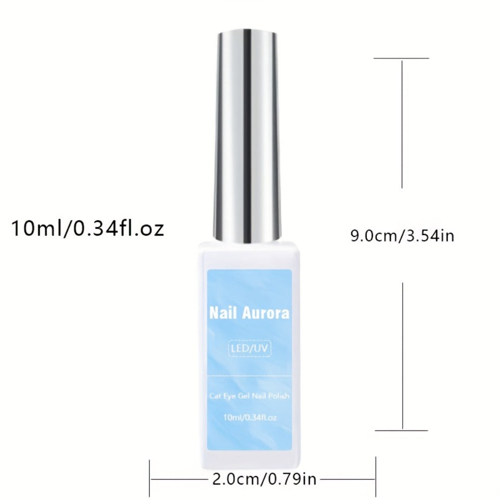 Aurora Cat Eye Gel Polish Light Blue 10ml – Magnetic Holographic Iridescent Shimmer UV LED Soak-Off Long-Lasting Gel Nail Polish, Salon-Quality 3D Nail Art Manicure for Women at Home