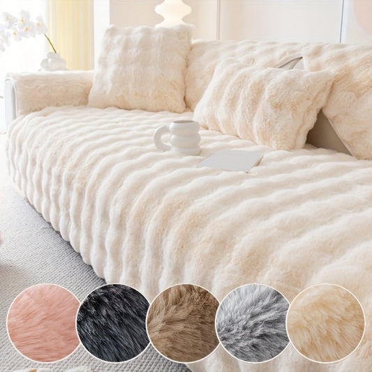 Sofa Covers in Faux Rabbit Plush, Individually Sold Seat and Accent Pieces