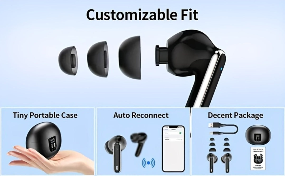 6-Mic AI Translation Earphones 3-in-1 Smart Noise Cancelling, Translate 144 Languages HiFi Sound Long Battery Life, Universal Smartphone Wireless Earbuds for Business Travel Meetings International Use