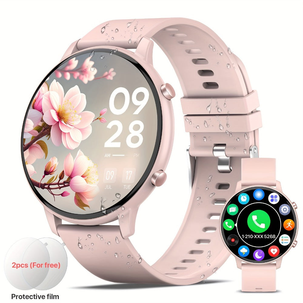 Voice Assistant Smartwatch for Women 1.39" Full Touch – Siri & Google, Wireless Calling, 100+ Sport Modes, Fitness Tracker, Weather, Flashlight, Find Phone, Remote Camera – Pink iPhone & Android