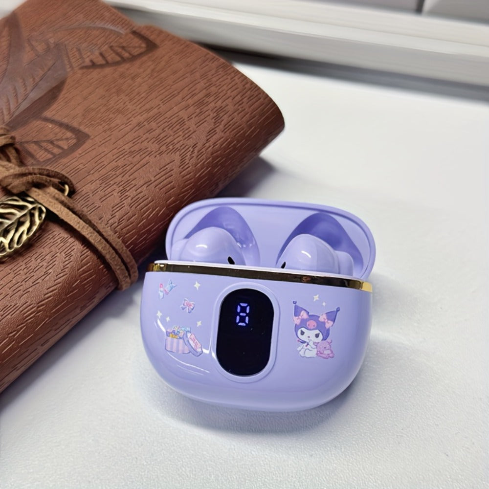 Kuromi Pompompurin Open-Fit Wireless Earbuds 360° Environmental Awareness LED Digital Charging Case Touch Control All-Day Comfort Sports Casual Authorized Sanrio Character Gift
