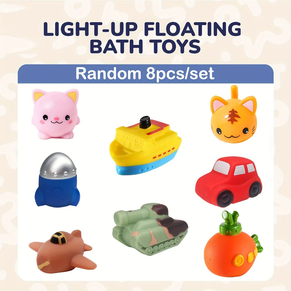Light Up Boat Bath Toys 6 8 Pack – Flashing Color Changing Floating Ship Toys for Baby Toddler Kids, Bathtub Shower Pool Party Gift, Random Colors