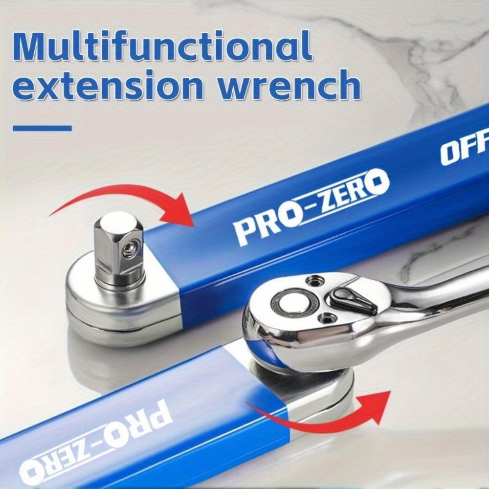 Ratchet Wrench 2-in-1 Offset Extension with 1/4" 3/8" 1/2" Square Head Adapters, 180-Degree Rotation High Torque Non-Slip Handle, Universal Flex Head Ratchet for Narrow Spaces & Auto Repair